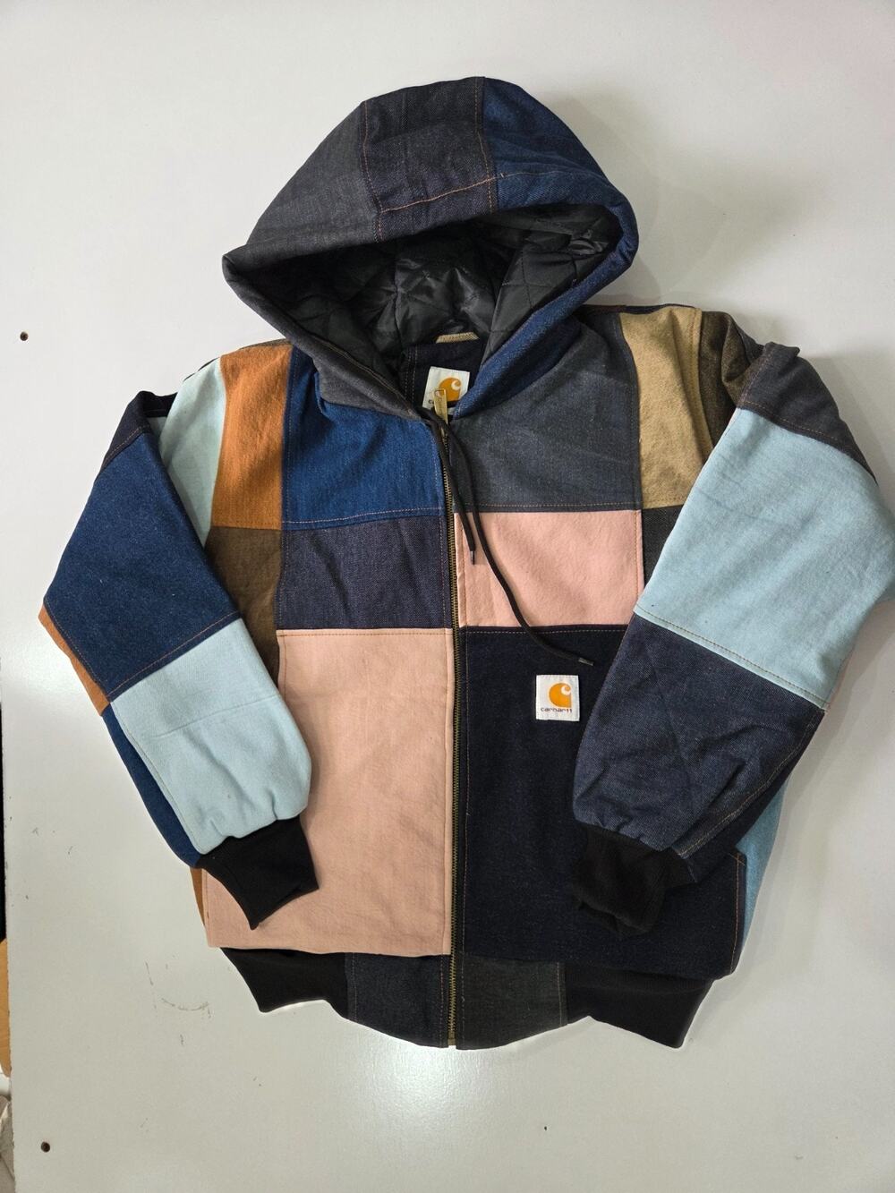Vintage Reworked Carhartt Patchwork Hooded Jacket Multicolor M